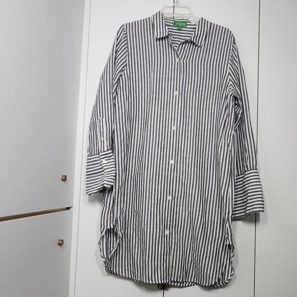 J. Crew Tops - J.Crew Women's Striped Long Shirt Linen Blend Size L